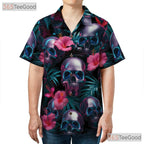 Gothic Neon Skull Hawaiian Shirt, Tropical Aloha Style Unisex