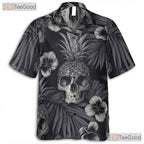 Gothic Pineapple Skull Dark Floral Tropical Aesthetic Hawaiian Shirt Unisex