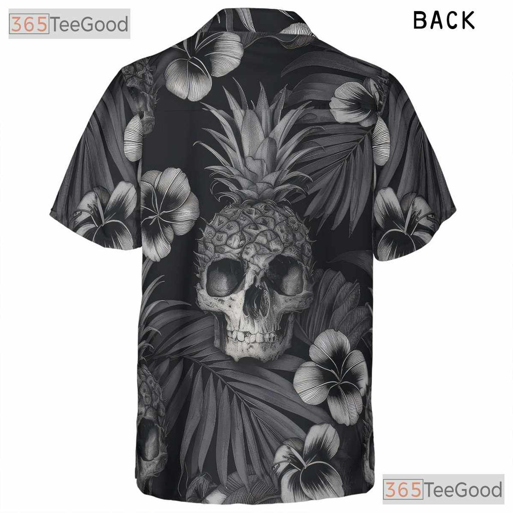 Gothic Pineapple Skull Dark Floral Tropical Aesthetic Hawaiian Shirt Unisex