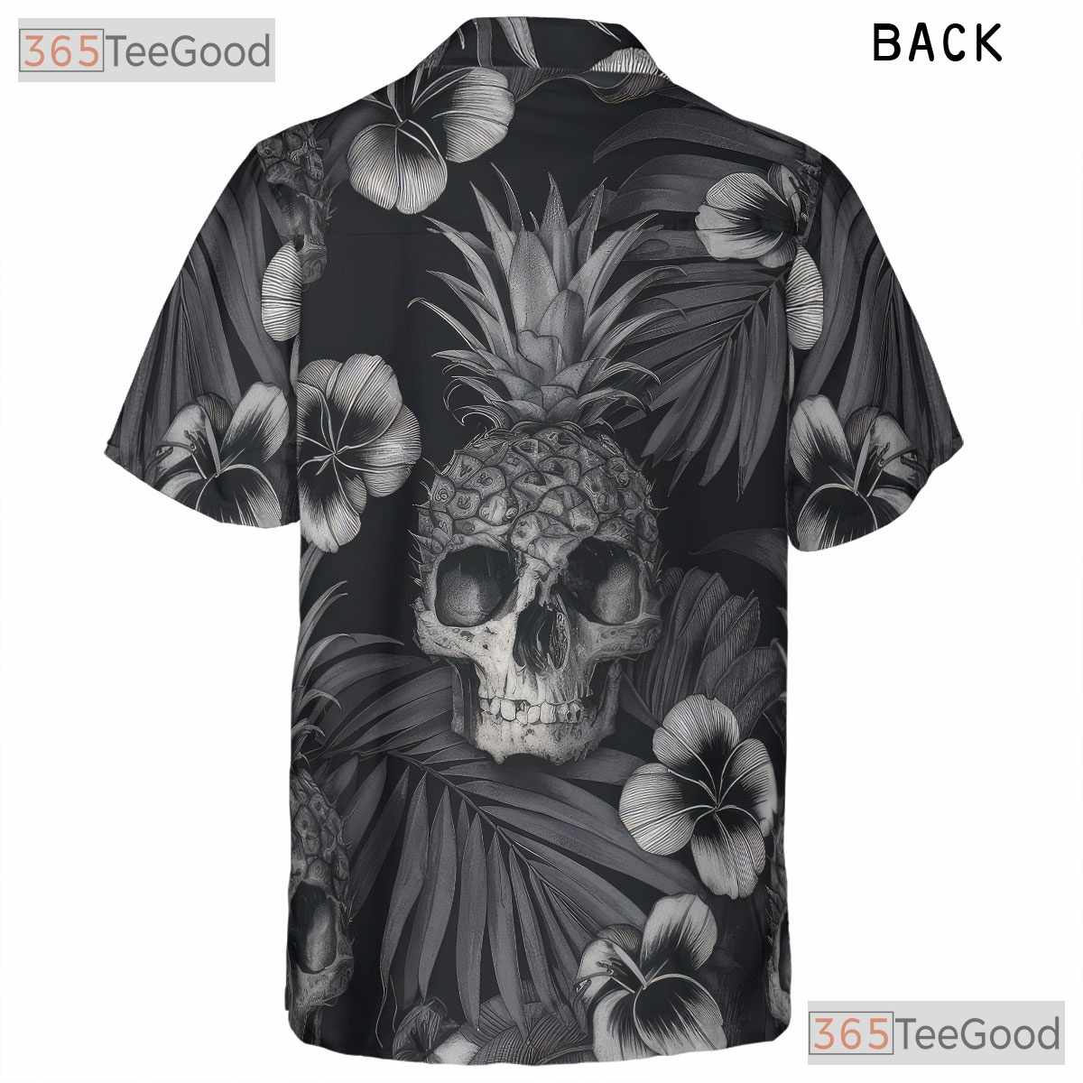 Gothic Pineapple Skull Dark Floral Tropical Aesthetic Hawaiian Shirt Unisex