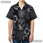 Gothic Pineapple Skull Dark Floral Tropical Aesthetic Hawaiian Shirt Unisex