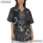 Gothic Pineapple Skull Dark Floral Tropical Aesthetic Hawaiian Shirt Unisex