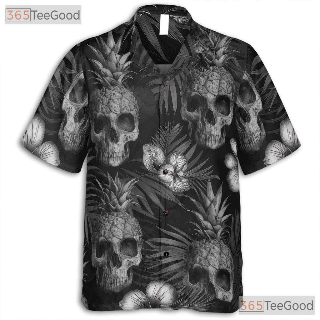 Gothic Pineapple Skull Dark Floral Tropical Aesthetic Hawaiian Tee Unisex