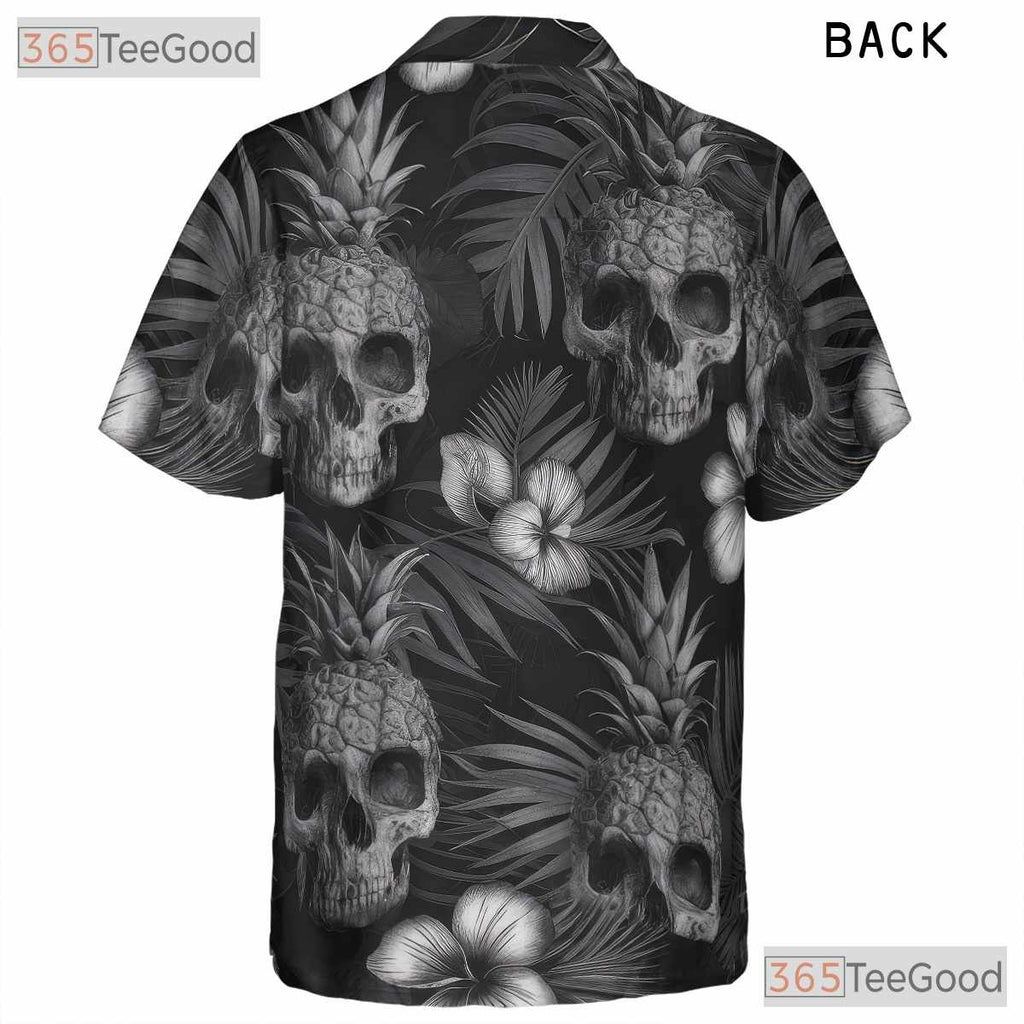 Gothic Pineapple Skull Dark Floral Tropical Aesthetic Hawaiian Tee Unisex