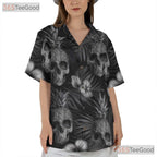 Gothic Pineapple Skull Dark Floral Tropical Aesthetic Hawaiian Tee Unisex