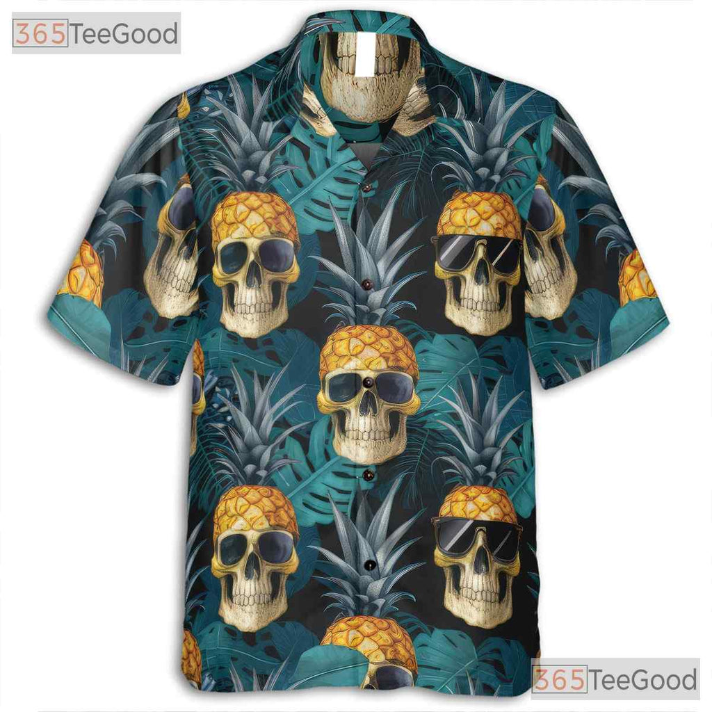 Gothic Pineapple Skull Hawaiian Shirt Unisex Aloha Look for Beach Days Tee