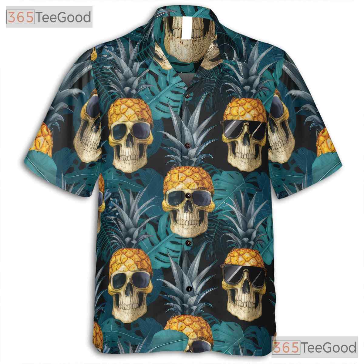 Gothic Pineapple Skull Hawaiian Shirt Unisex Aloha Look for Beach Days Tee