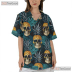 Gothic Pineapple Skull Hawaiian Shirt Unisex Aloha Look for Beach Days Tee