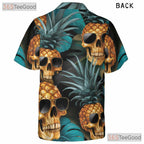 Gothic Pineapple Skull Hawaiian Tee Unisex Summer Beach Festival Aloha Top