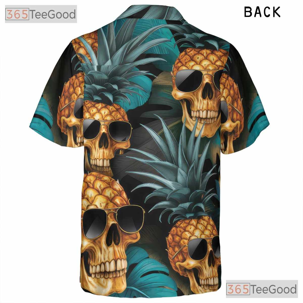 Gothic Pineapple Skull Hawaiian Tee Unisex Summer Beach Festival Aloha Top