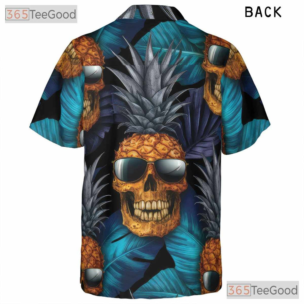 Gothic Pineapple Skull Tropical Beach Party Hawaiian Tee Unisex Aesthetic Outfit