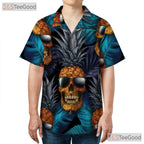 Gothic Pineapple Skull Tropical Beach Party Hawaiian Tee Unisex Aesthetic Outfit
