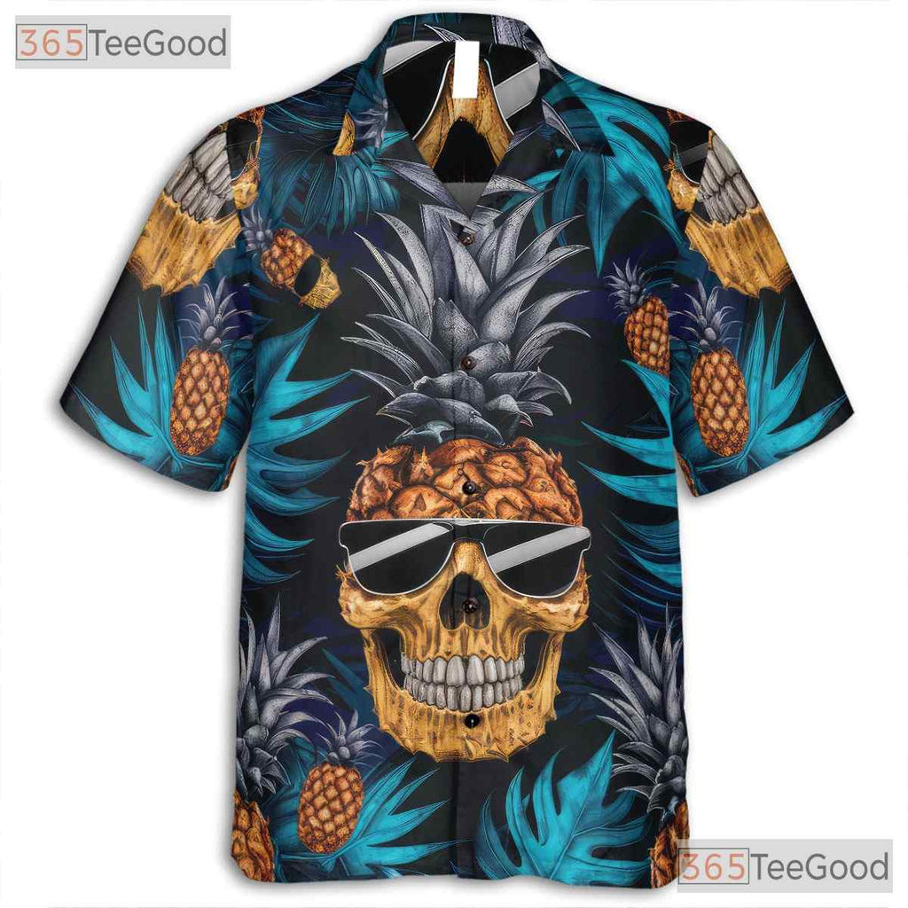 Gothic Pineapple Skull Tropical Hawaiian Tee Men Women Summer Beach Wear Outfit