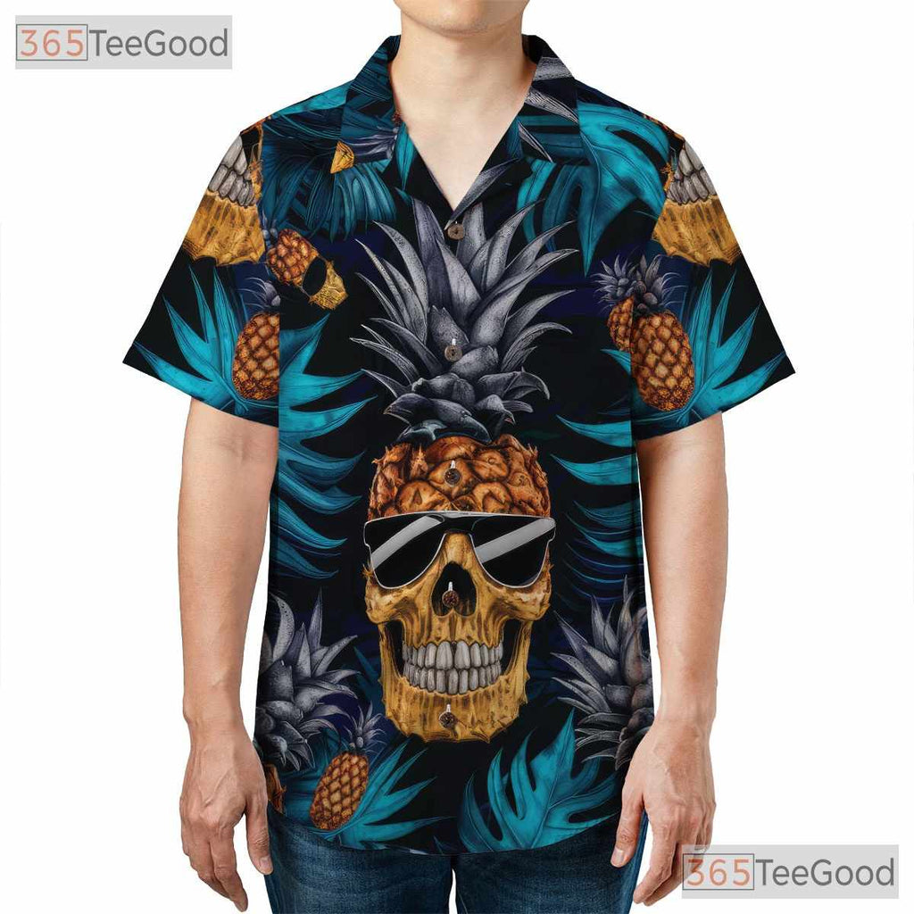 Gothic Pineapple Skull Tropical Hawaiian Tee Men Women Summer Beach Wear Outfit