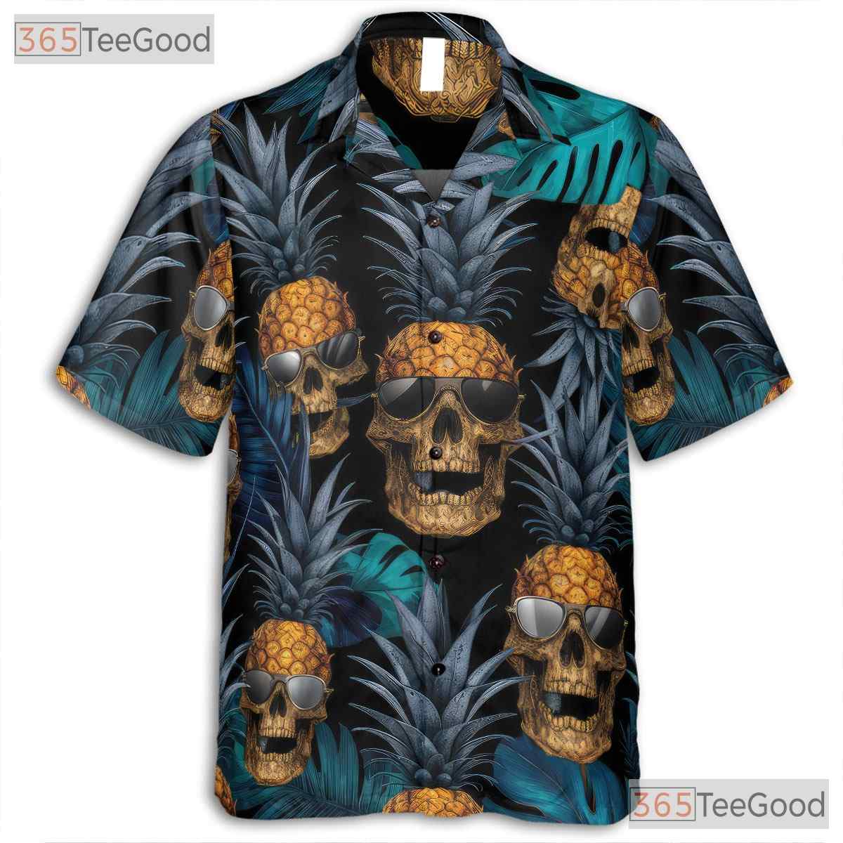 Gothic Pineapple Skull Tropical Vibes Hawaiian Shirt Unisex Summer Party Outfit