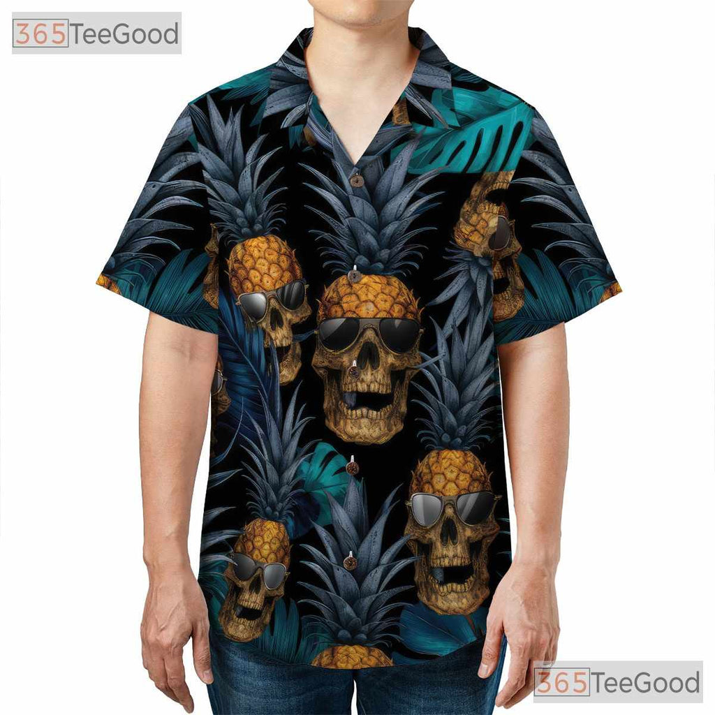 Gothic Pineapple Skull Tropical Vibes Hawaiian Shirt Unisex Summer Party Outfit