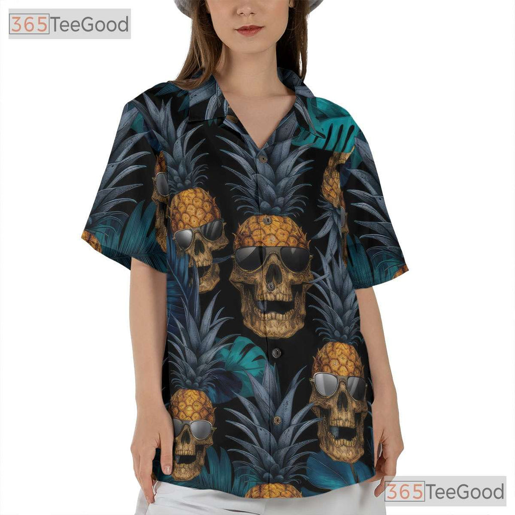 Gothic Pineapple Skull Tropical Vibes Hawaiian Shirt Unisex Summer Party Outfit