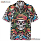 Gothic Skull Dark Tropical Sunset Hawaiian Tee Unisex Summer Party Style