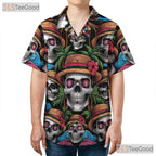 Gothic Skull Dark Tropical Sunset Hawaiian Tee Unisex Summer Party Style