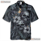 Gothic Skull Hawaiian Shirt for Men - Punk Rock Floral Grunge Aesthetic