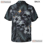 Gothic Skull Hawaiian Shirt for Men - Punk Rock Floral Grunge Aesthetic