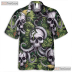 Gothic Skull Octopus Sea Monster Horror Print Hawaiian Tee Unisex Festival