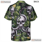 Gothic Skull Octopus Sea Monster Horror Print Hawaiian Tee Unisex Festival