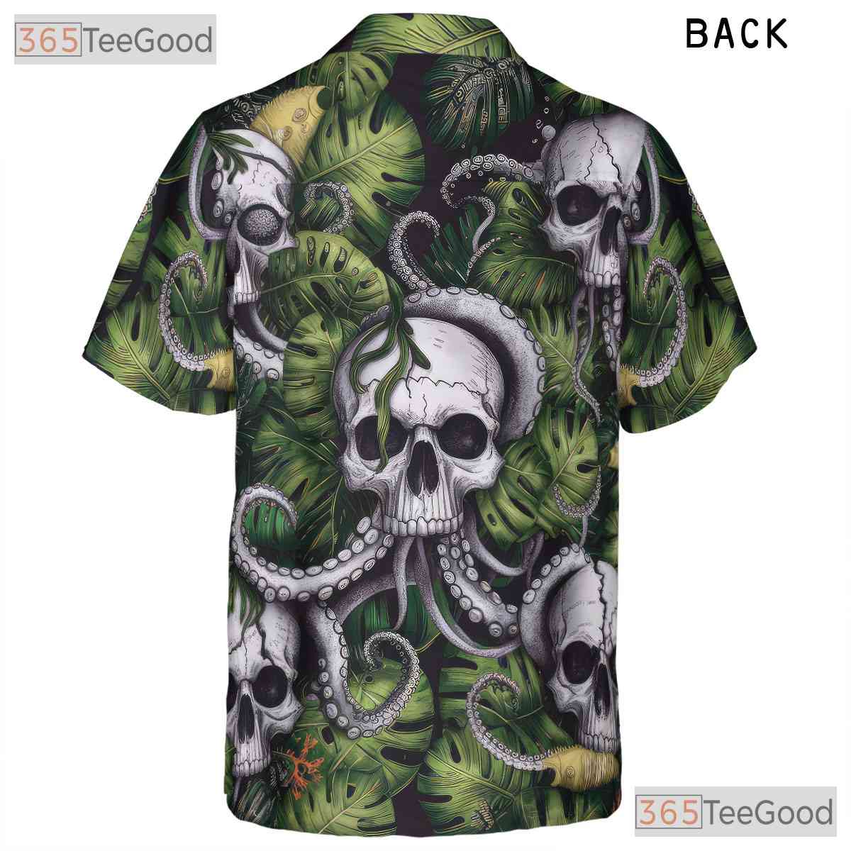 Gothic Skull Octopus Sea Monster Horror Print Hawaiian Tee Unisex Festival