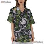 Gothic Skull Octopus Sea Monster Horror Print Hawaiian Tee Unisex Festival
