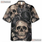 Gothic Skull Rose Hawaiian Shirt Dark Floral Grunge Style Men Women Aloha Top