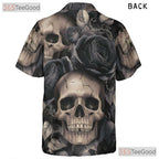 Gothic Skull Rose Hawaiian Shirt Dark Floral Grunge Style Men Women Aloha Top