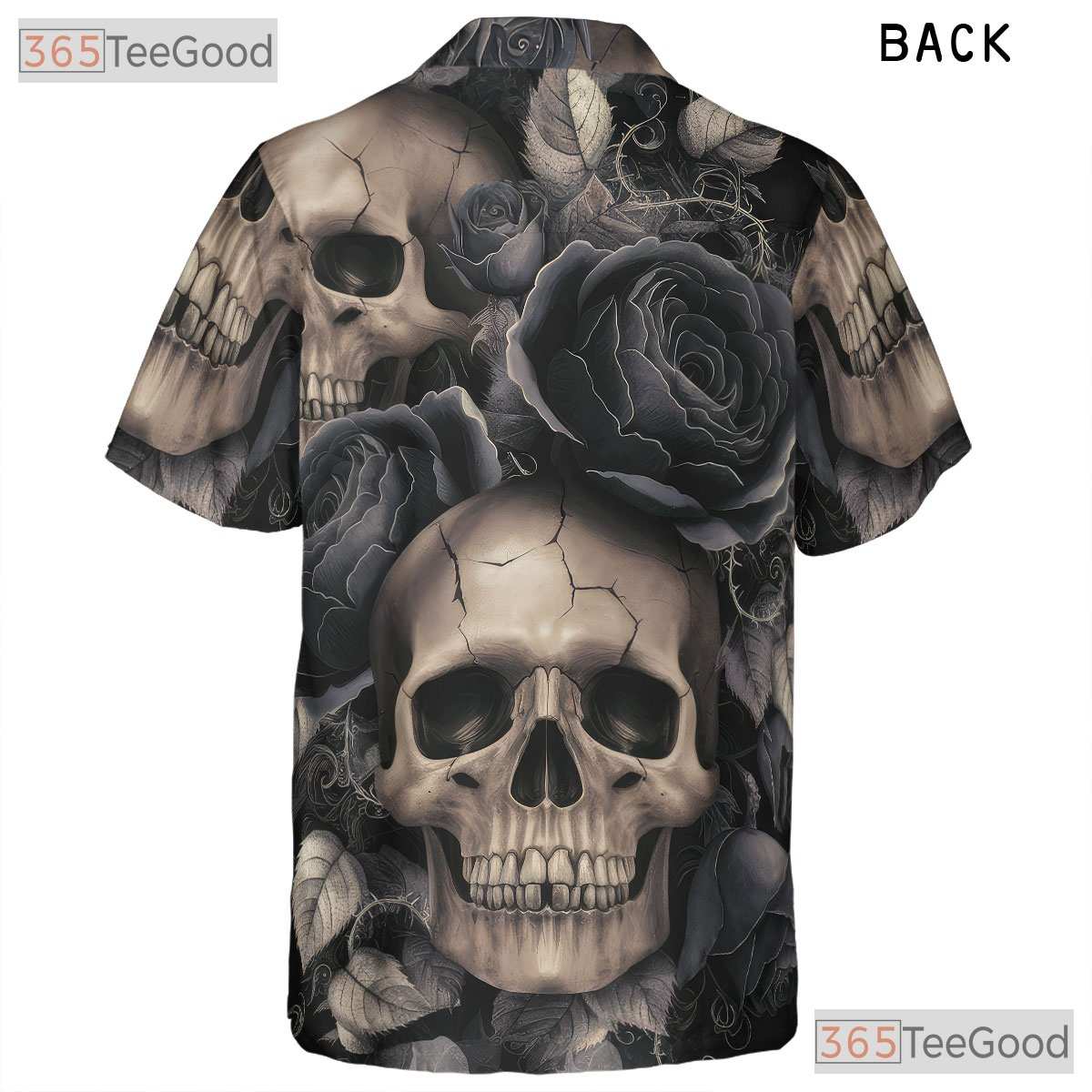 Gothic Skull Rose Hawaiian Shirt Dark Floral Grunge Style Men Women Aloha Top