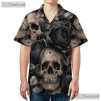 Gothic Skull Rose Hawaiian Shirt Dark Floral Grunge Style Men Women Aloha Top