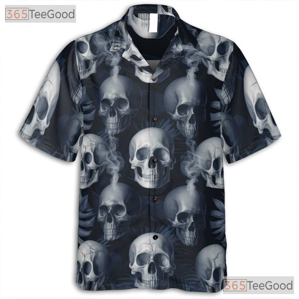 Gothic Skull Smoke Hawaiian Shirt - Adult Punk Rock Grunge Beach Aesthetic