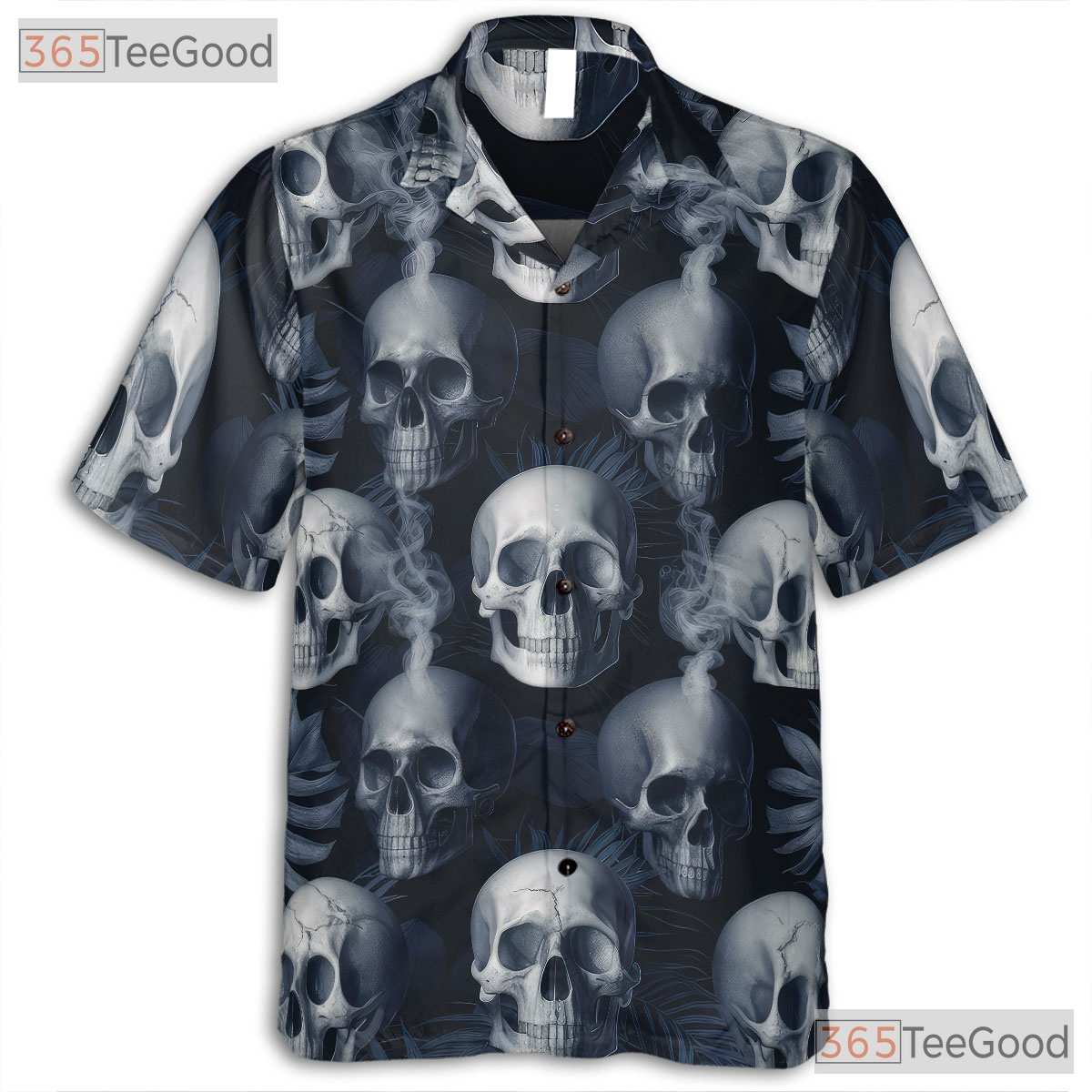 Gothic Skull Smoke Hawaiian Shirt - Adult Punk Rock Grunge Beach Aesthetic
