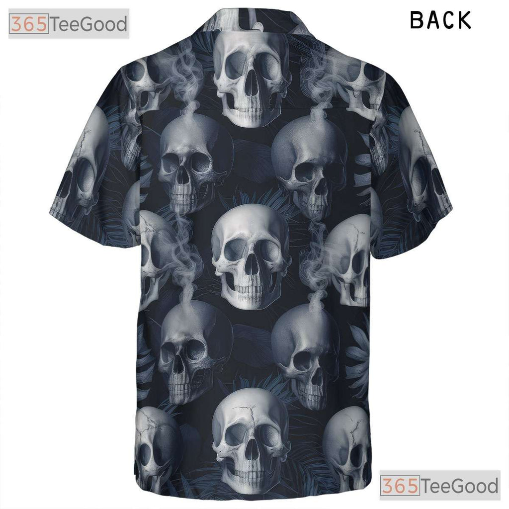 Gothic Skull Smoke Hawaiian Shirt - Adult Punk Rock Grunge Beach Aesthetic