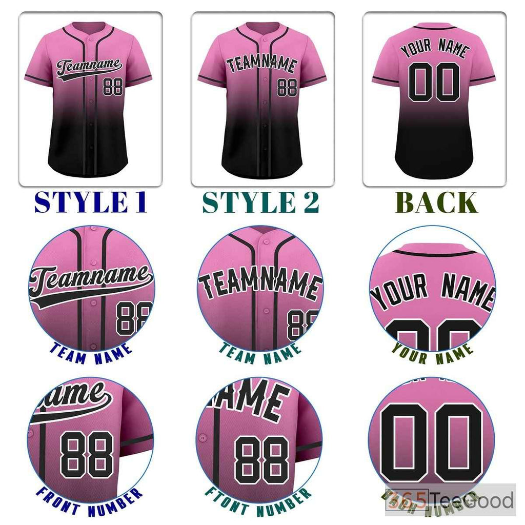 Gradient Black & Pink Baseball Jersey Tee for Men & Women - For a Dynamic Look