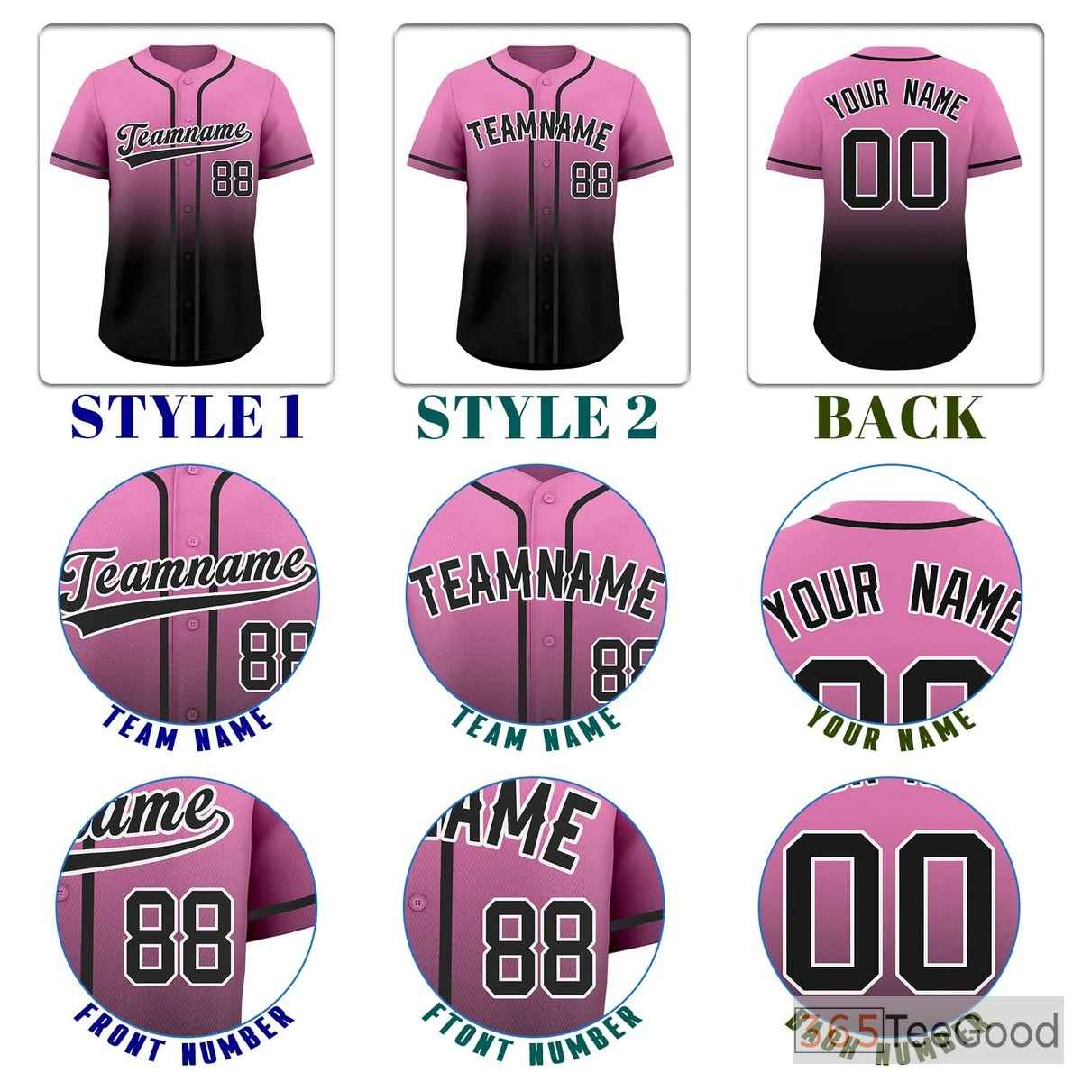 Gradient Black & Pink Baseball Jersey Tee for Men & Women - For a Dynamic Look