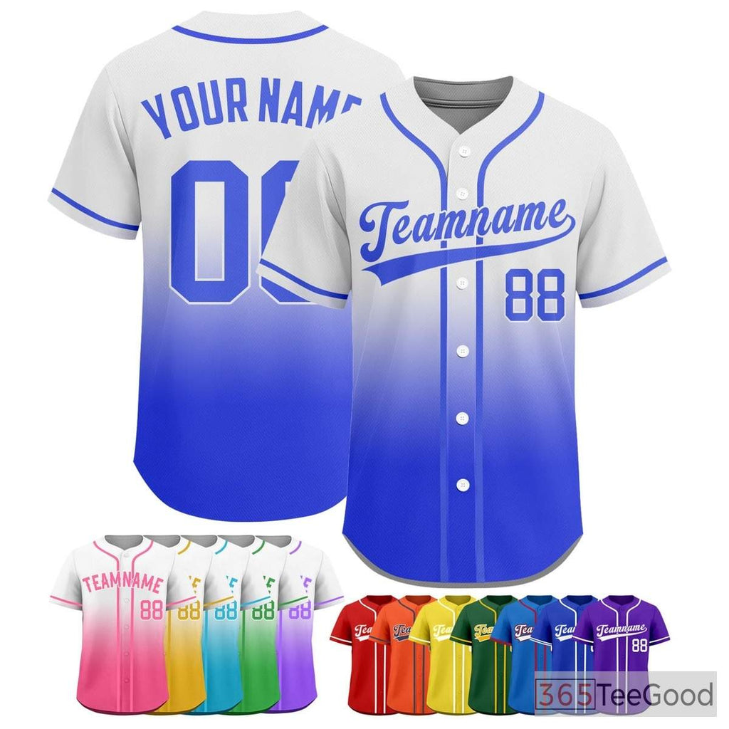 Gradient Blue Baseball Jersey Tee for Men & Women - A Modern Base for Customization