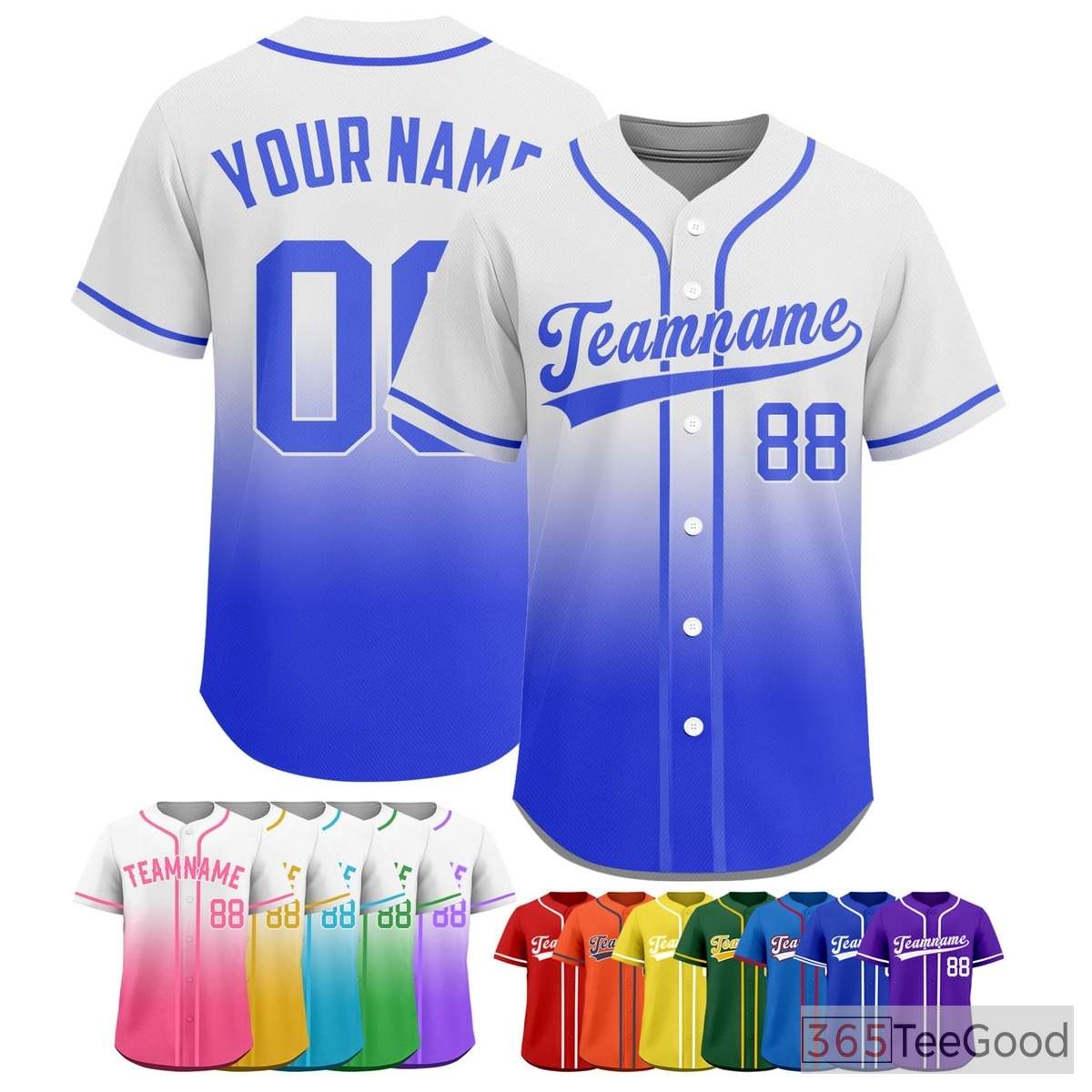 Gradient Blue Baseball Jersey Tee for Men & Women - A Modern Base for Customization