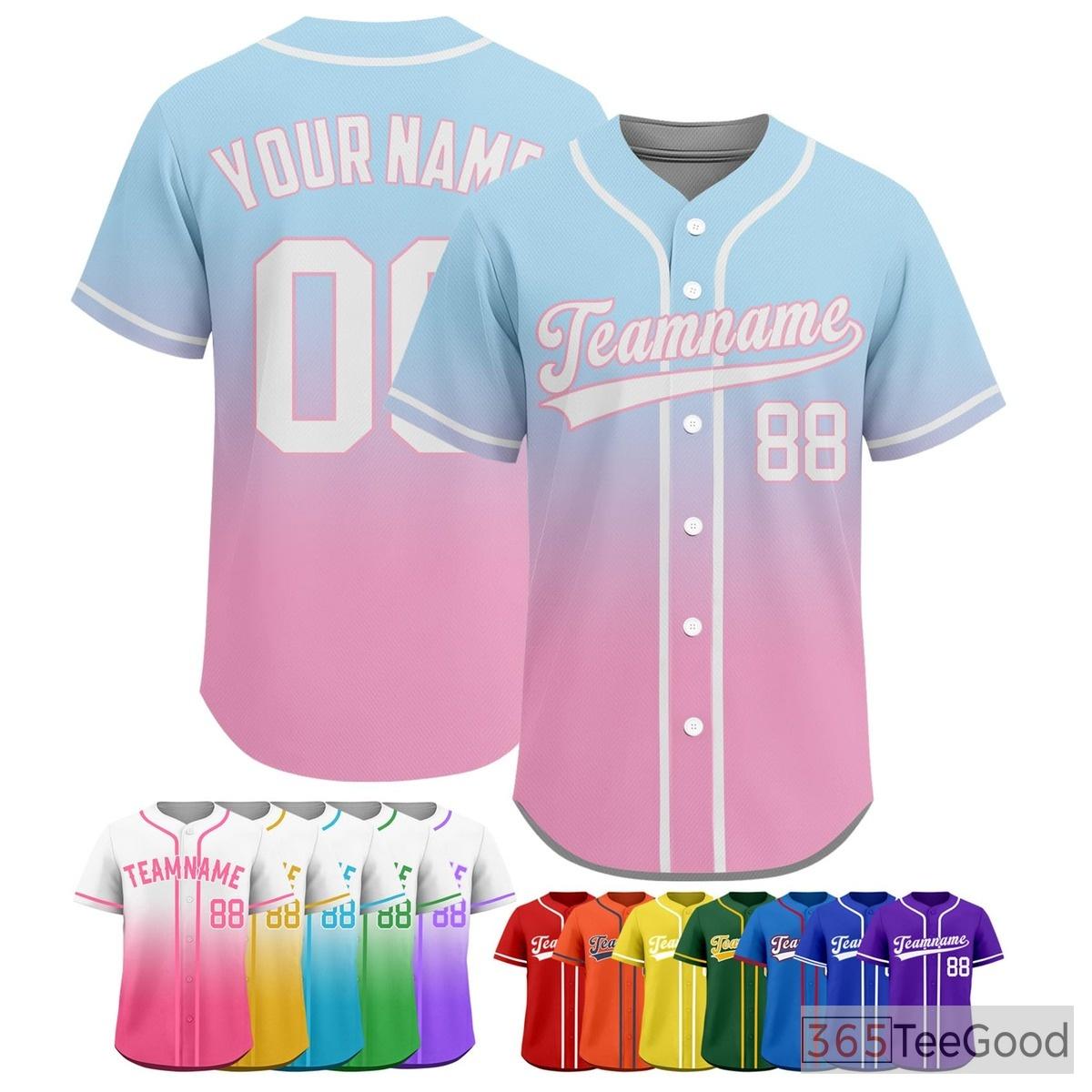 Gradient Blue & Pink Baseball Jersey Tee for Men & Women - A Versatile Base for Custom Apparel