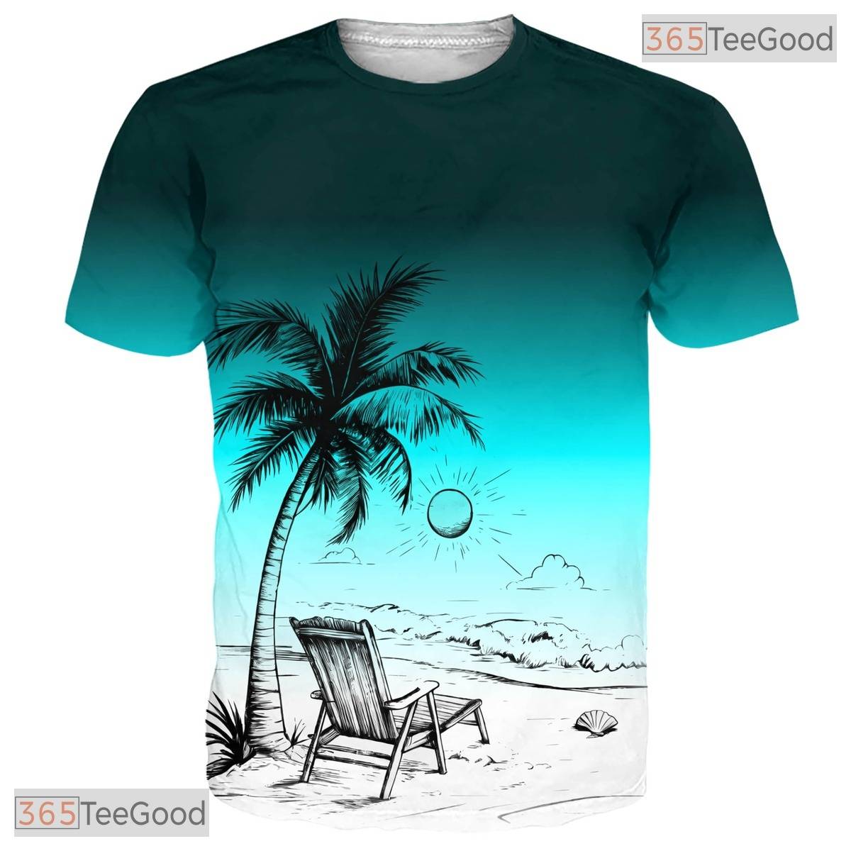 Tropical Gradient Palm Tree Sunset Graphic 3D Printed Casual Unisex Tee Shirts