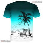 Tropical Gradient Palm Tree Sunset Graphic 3D Printed Casual Unisex Tee Shirts