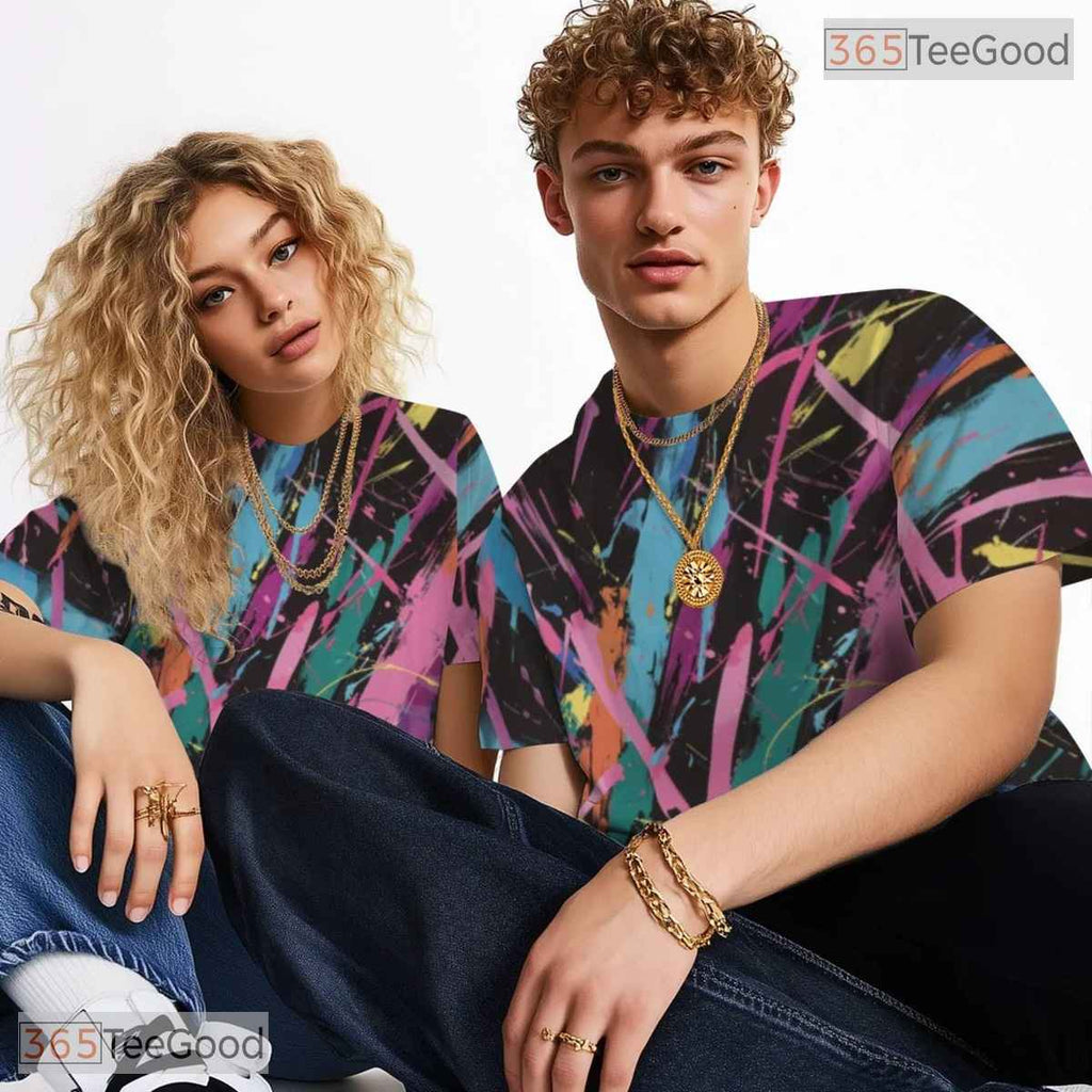 Urban Street Graffiti Graphic Art 3D Pattern Printed Casual Unisex T-Shirt Tops