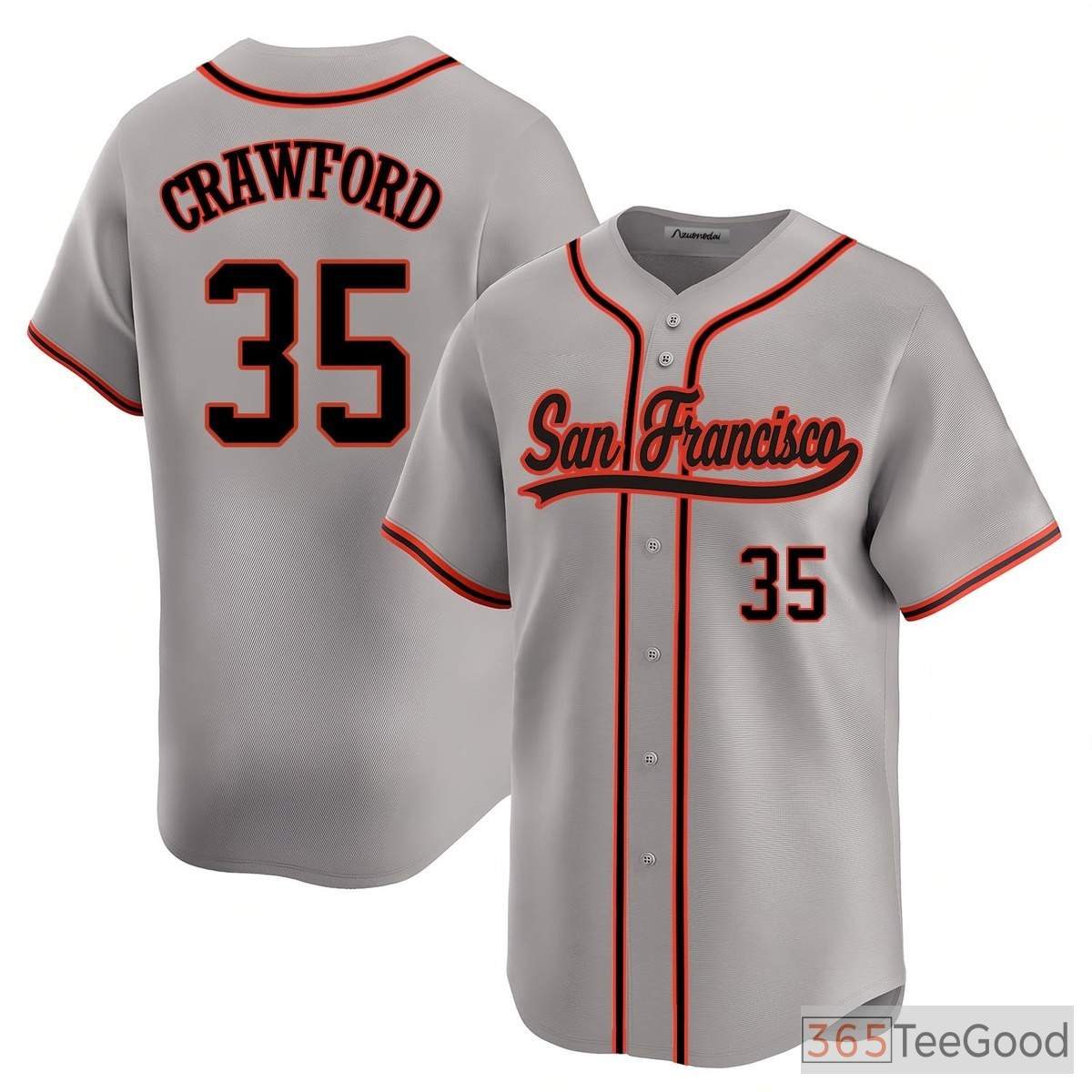 Gray Baseball Jersey Tee for Men & Women - Add Your Personalized Name, Number & Logo