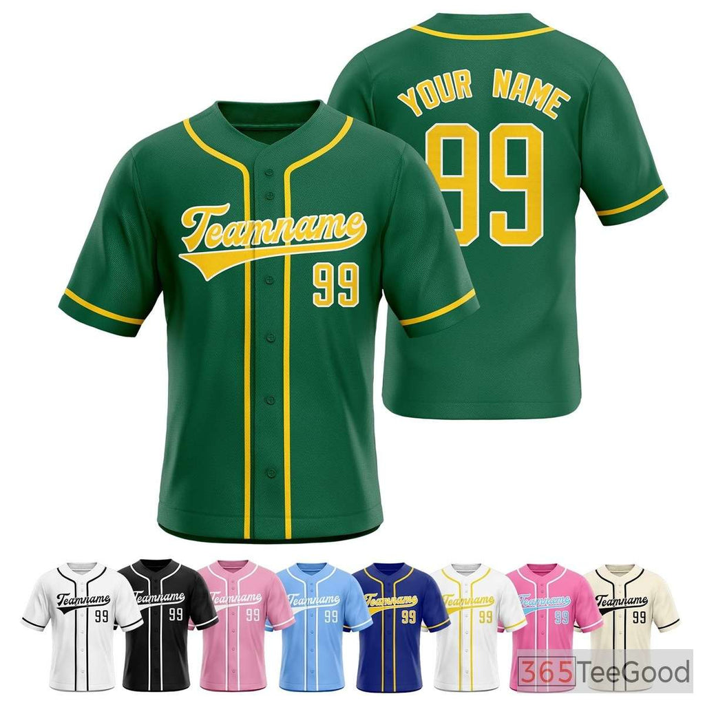 Green Baseball Jersey Tee for Men & Women - Ready for Your Custom Artwork