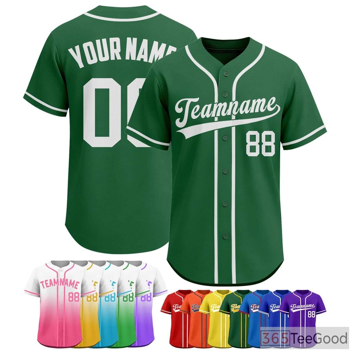 Green Baseball Jersey Tee for Men & Women - Ideal for team uniforms & casual wear