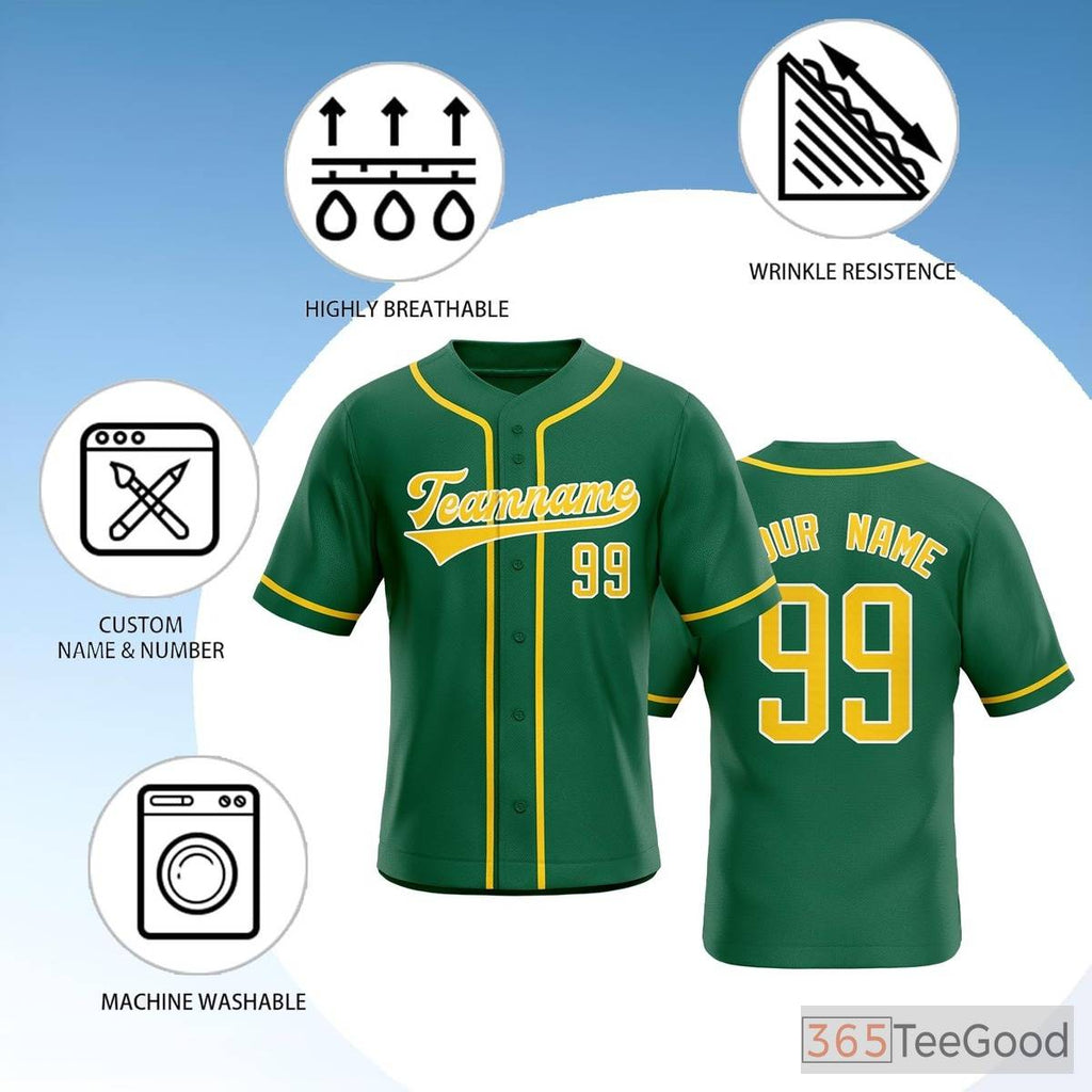 Green Baseball Jersey Tee for Men & Women - Ready for Your Custom Artwork
