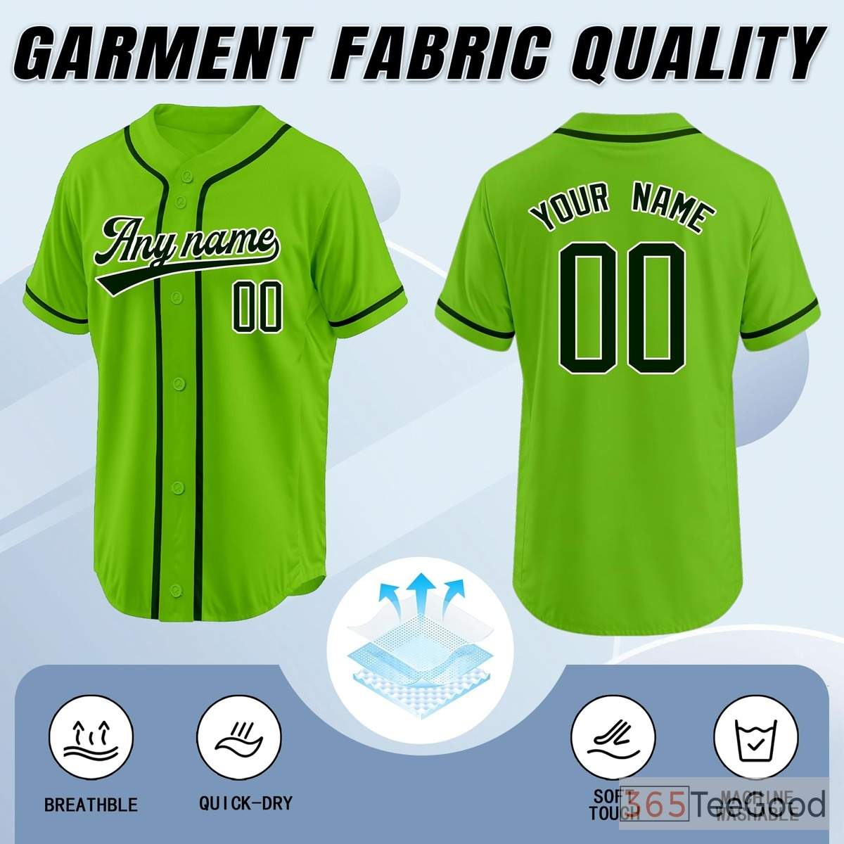 Green Baseball Jersey Tee for Men & Women - Soft fabric for a comfortable everyday feel