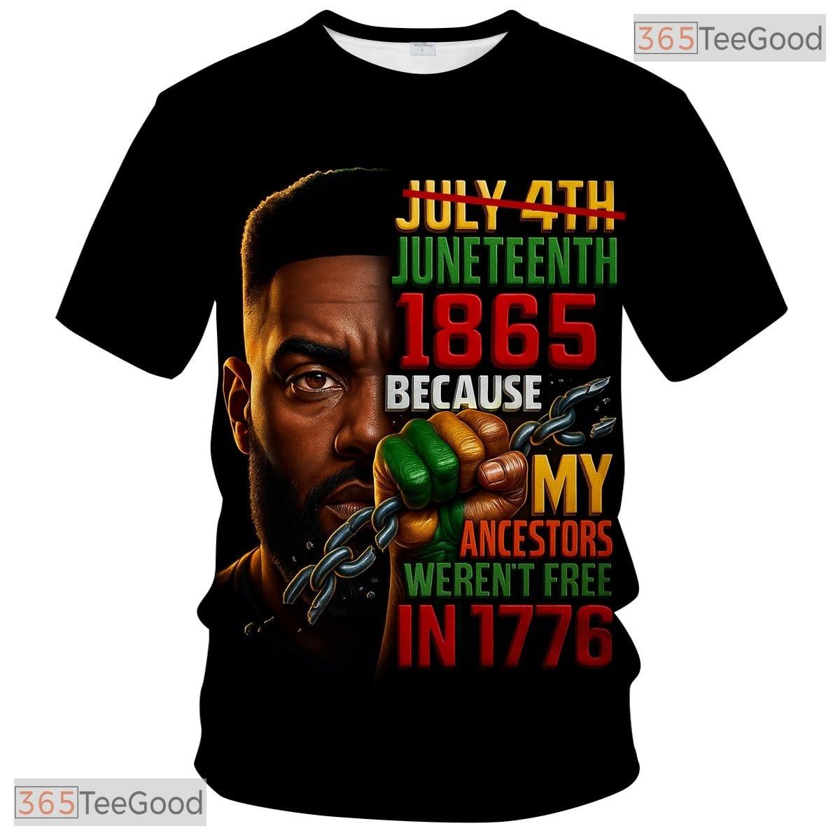 Green Juneteenth Celebration Pride Graphic Novelty 3D Printed Casual Unisex T-Shirt Top